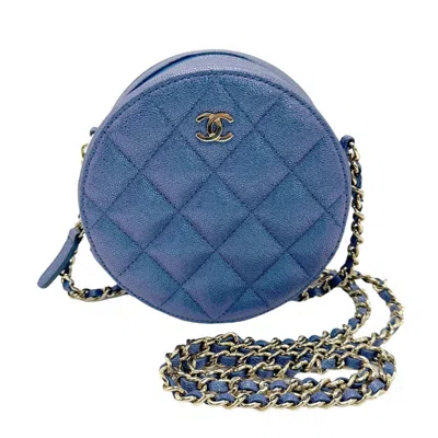 Pre-owned Chanel Ronde Blue Leather Clutch Bag ()