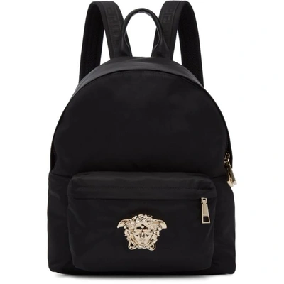 Versace Medusa Plaque Backpack In Black