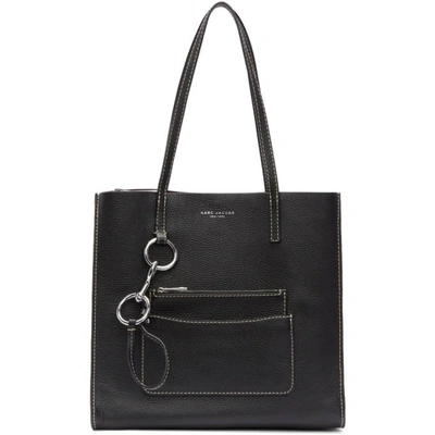 Marc Jacobs The Bold Grind Leather Pocket Tote - Black In Black/silver