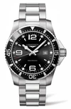 Longines Hydroconquest 44mm Quartz Stainless Steel Bracelet Watch In Silver/ Black/ Silver
