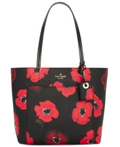 Kate Spade Hyde Lane Poppies - Small Riley Tote - Black In Black Multi ...