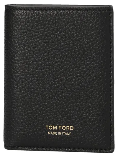 Tom Ford Logo Print Wallet Wallets, Card Holders Black In Gold