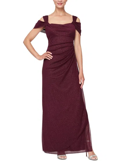 Alex Evenings Plus Womens Glitter Polyester Evening Dress In Red