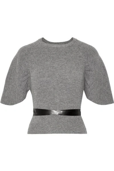 Red Valentino Belted Carded Wool Jumper In Grey