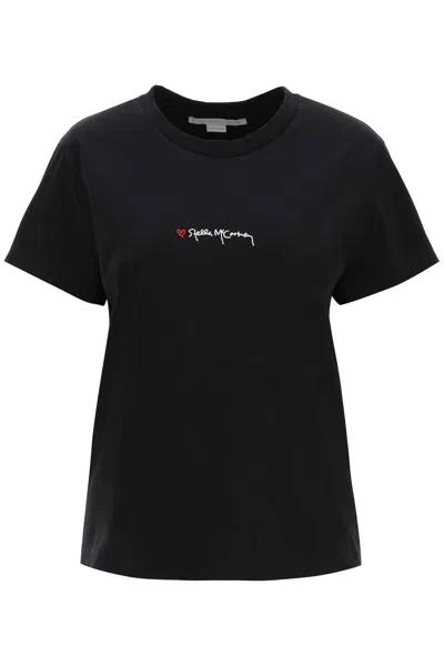 Stella Mccartney T-shirt With Embroidered Signature Women In Black