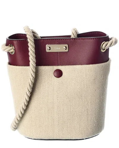 Chloé Linen And Calf Leather Key Small Bucket Bag In Brown