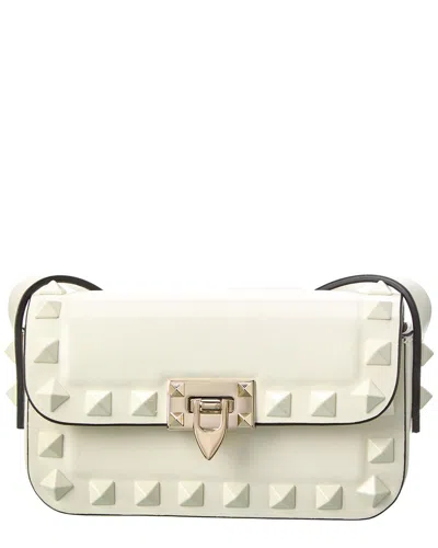 Valentino Garavani Rockstud Mini Leather Shoulder Bag In White