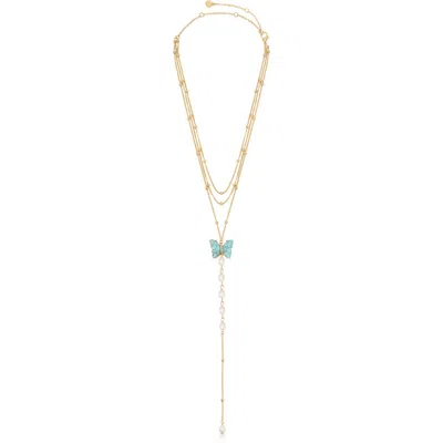 Ettika Multistrand Turquoise & Freshwater Pearl Y-necklace