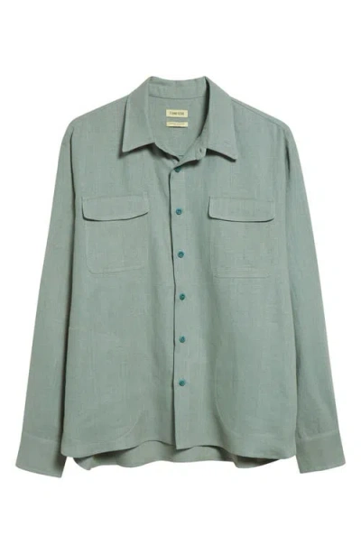 De Bonne Facture Two-pocket Linen Overshirt In Green