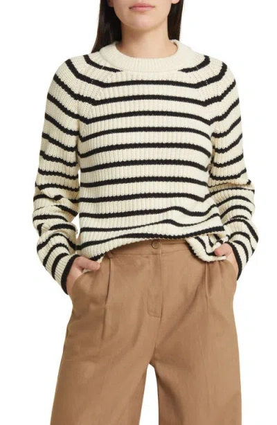 Alex Mill Amalie Stripe Cotton & Cashmere Jumper In Ivory/black