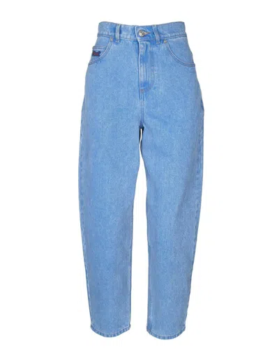 Marni Low Slung Curved-leg Ankle Denim Carrot Trousers In Blue