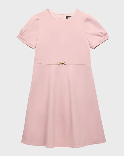 Versace Kids' Medusa-appliqué Belted Dress In Dusty Rose