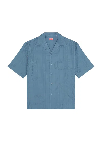 Kenzo Bamboo Tiger Hawaiian Short Sleeve Shirt In Blue