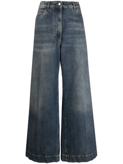 Etro Cotton Wide Leg Jeans In Blue