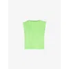Sweaty Betty Womens Zest Green Breathe Easy Logo-brand Cropped Stretch Recycled-polyester Tank Top