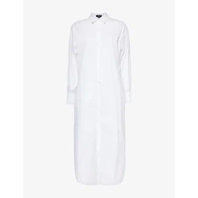 Theory Womens White Relaxed-fit Cotton-blend Stretch-poplin Midi Dress