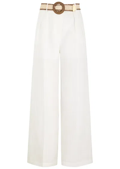 Zimmermann Women's Golden Tuck Linen Wide-leg Pants In Ivory