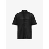 Allsaints Mens Jet Black Munroe Stripe-pattern Relaxed-fit Organic-cotton Shirt