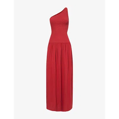 4th & Reckless Steffi Asymmetric-neck Woven Maxi Dress In Red