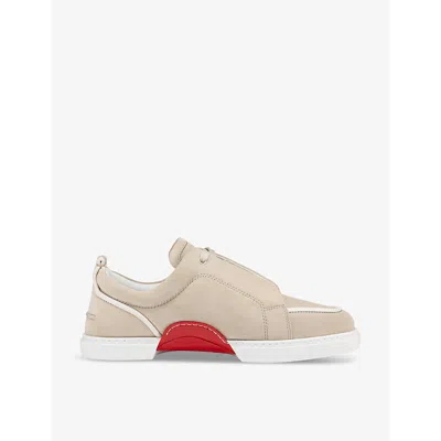Christian Louboutin Mens Foggy Jimmy Flat Contrast-panel Suede Low-top Trainers