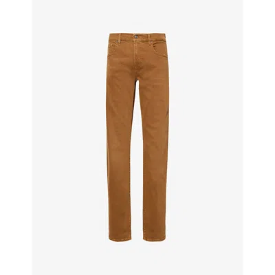 7 For All Mankind Mens Brown Slimmy Tapered-leg Mid-rise Stretch-denim Jeans In Rope