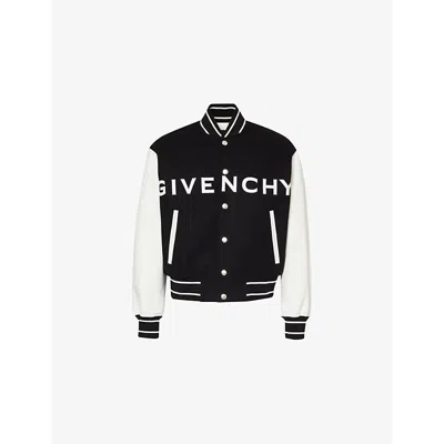 Givenchy Wool Blend Varsity Jacket In Black/white