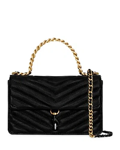 Rebecca Minkoff Mini Edie Quilted Leather Crossbody Bag In Black