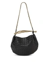 Bottega Veneta Sardine Small Intrecciato Leather Shoulder Bag In Black/brass