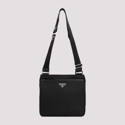 Prada Re-nylon And Saffiano Shoulder Bag In Black