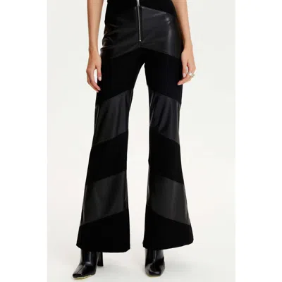 Nocturne Two Toned High-waisted Flare Trousers In Black