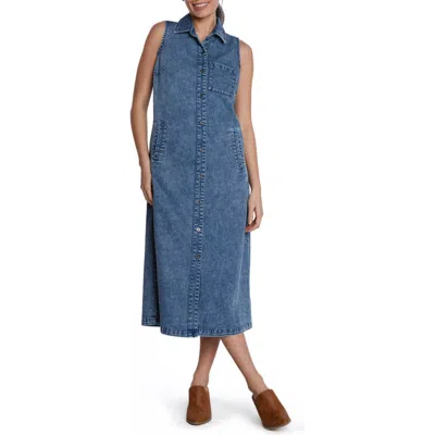 Wash Lab Denim Sleeveless Denim Shirtdress In Rain Blue