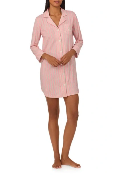 Lauren Ralph Lauren Print Cotton Blend Sleep Shirt In Pink Multi