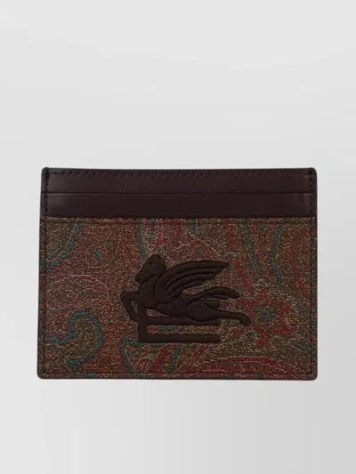 Etro 'arnica' Leather Card Holder In Brown