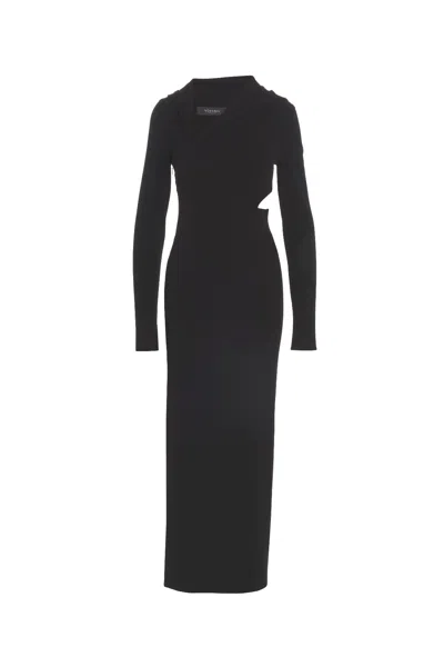 Versace Women Long Cut-out Hooded Dress In Black