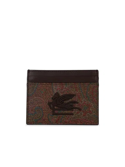 Etro 'arnica' Leather Card Holder In Brown