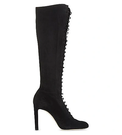 Jimmy Choo Desiree 100 Black Cashmere Suede Knee High Boots