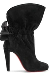 CHRISTIAN LOUBOUTIN KRISTOFA 100 BOW-EMBELLISHED SUEDE ANKLE BOOTS