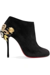 CHRISTIAN LOUBOUTIN GALOBELLA 100 EMBELLISHED SUEDE ANKLE BOOTS