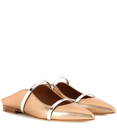 Malone Souliers Maureen Metallic Leather Point-toe Flats In Gold Silver