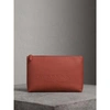 BURBERRY Large Embossed Leather Zip Pouch,40585491