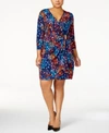 CALVIN KLEIN PLUS SIZE PRINTED WRAP DRESS