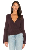 CHASER COTTON JERSEY SURPLICE TOP,CW6907