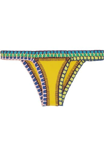 Kiini Ro Crochet-trimmed Bikini Briefs In Yellow
