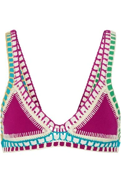 Kiini Coco Crochet-trimmed Triangle Bikini Top In Pink