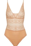 STELLA MCCARTNEY OPHELIA WHISTLING STRETCH AND LEAVERS LACE BODYSUIT