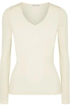 Hanro Merino Wool And Silk-blend Jersey Top In Cream