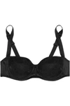 DOLCE & GABBANA LACE-TRIMMED STRETCH-SILK SATIN BALCONETTE BRA