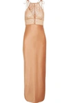 STELLA MCCARTNEY OPHELIA WHISTLING LACE-PANELED STRETCH-SILK SATIN CHEMISE