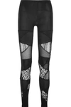 JUNYA WATANABE PATCHWORK LACE, MESH AND STRETCH-JERSEY LEGGINGS