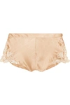 LA PERLA MAISON LACE-TRIMMED SILK-BLEND SATIN BRIEFS